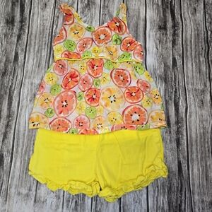 Park bench kids girls bright fruit summer outfit